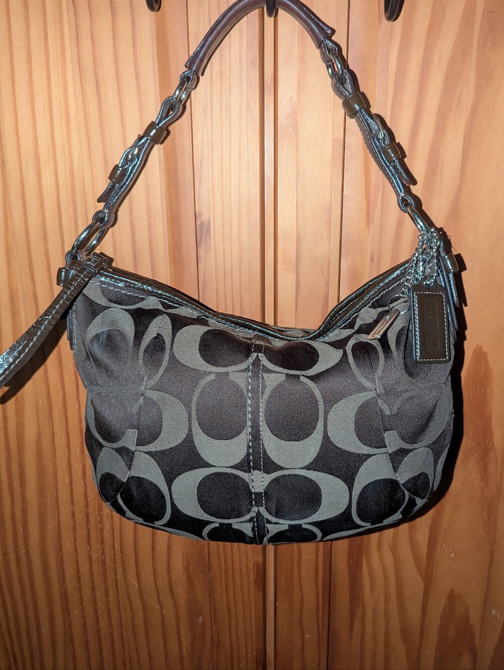 Coach Soho Optic Signature Hobo Jacquard Shoulder Bag in Brown 12675